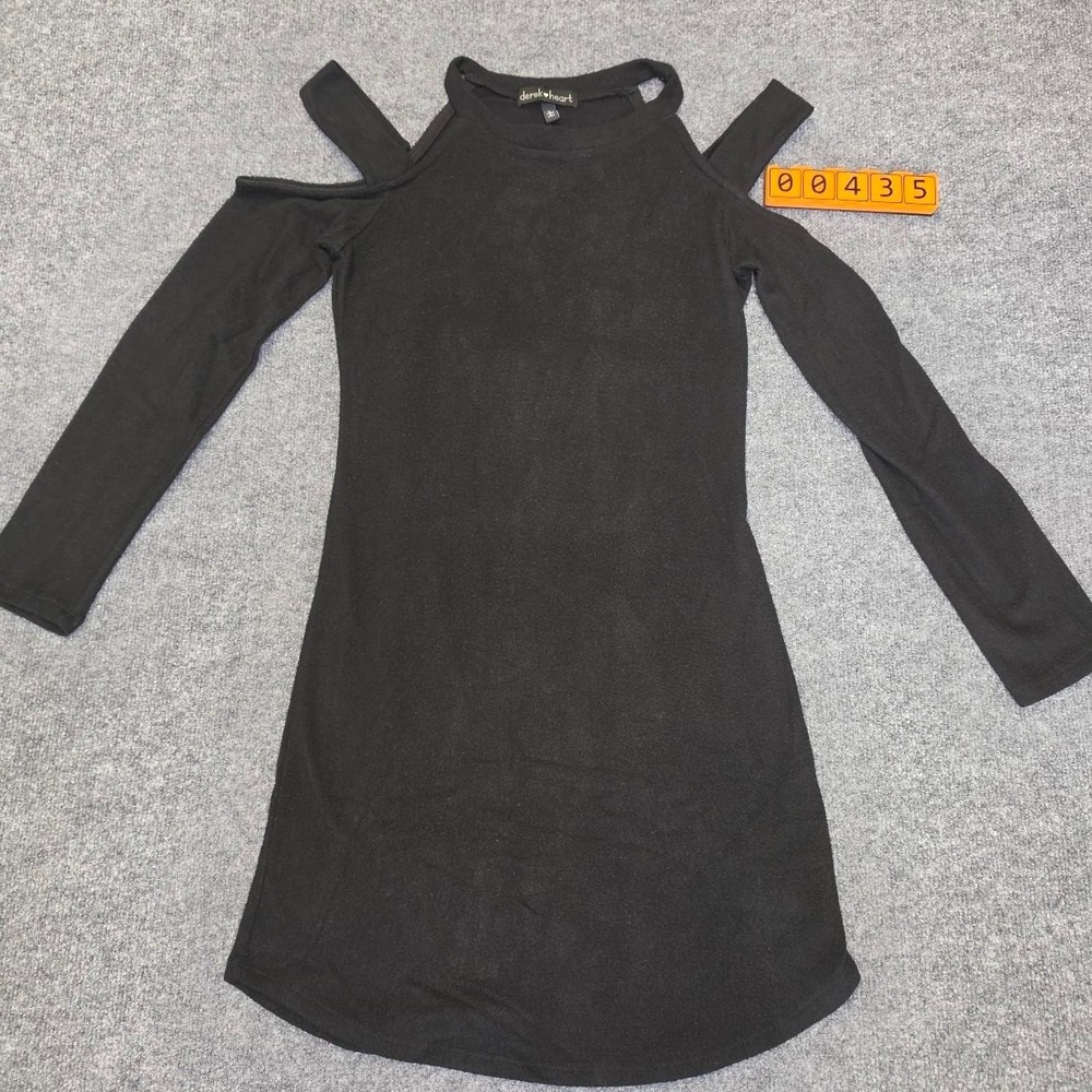 Derek Heart black long sleeve mini dress with cut out shoulders, size L.